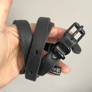 Black Brave Leather Skinny Belt - Small / Medium, made in Canada 🇨🇦